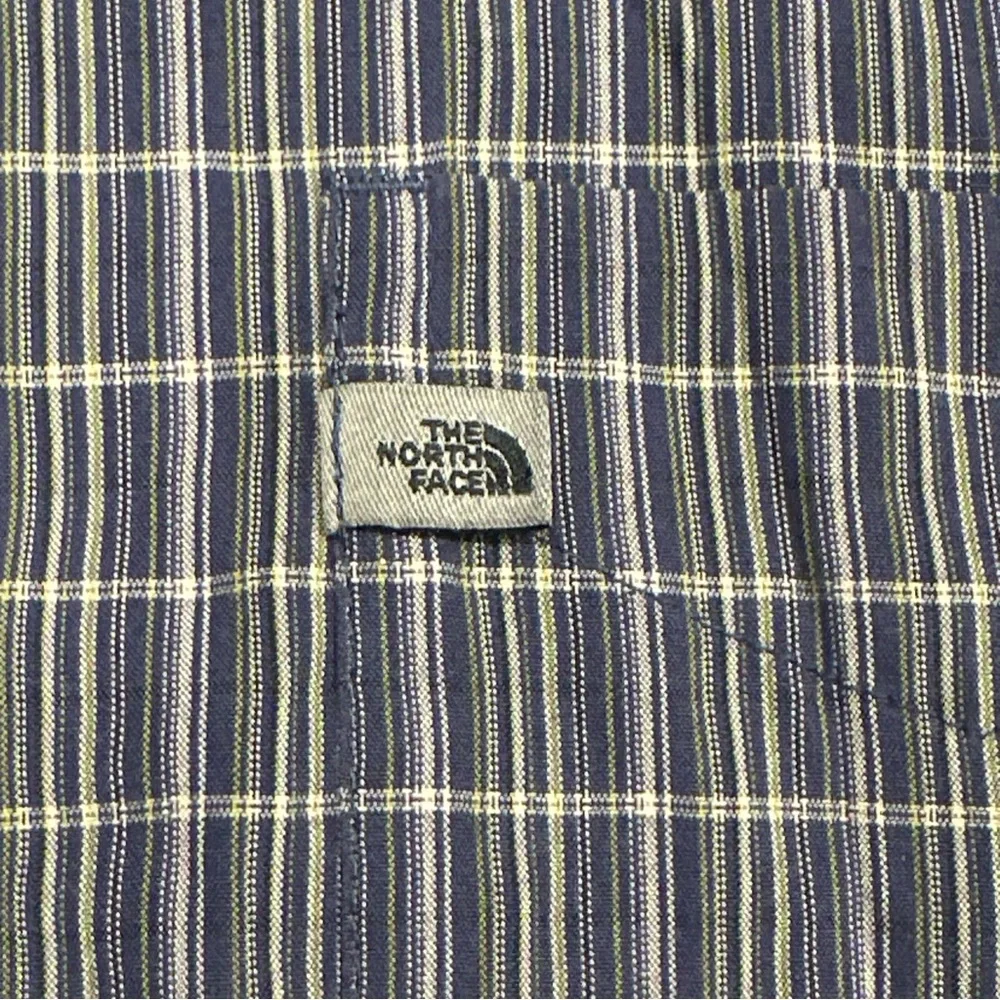 The North Face Mens L Short Sleeve Button Down Shirt Blue Plaid‎